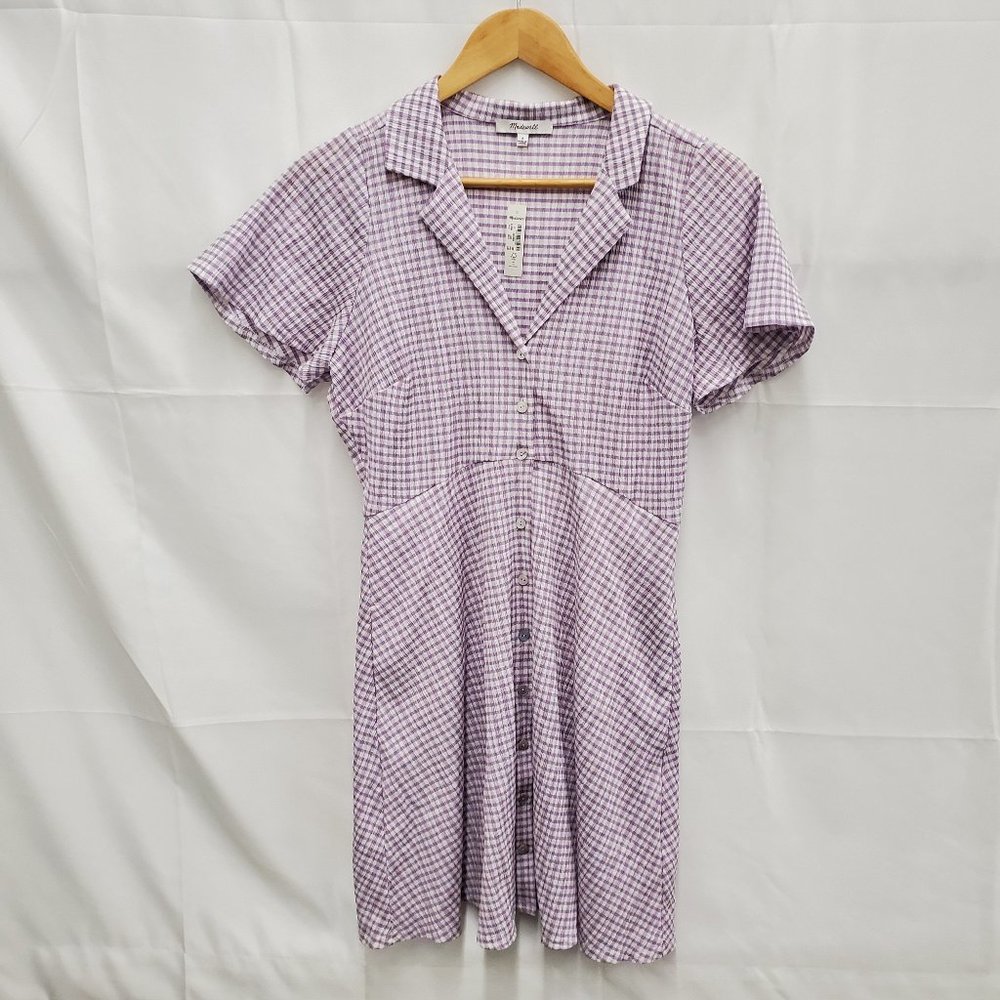 NWT Madewell WM's Kacie Mini Shirtdress in Lavender Plaid Size 2